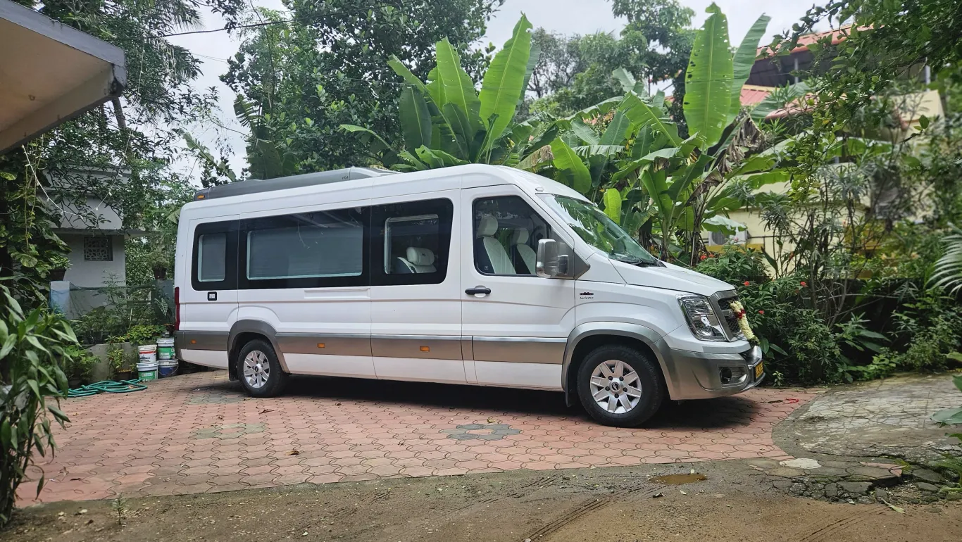 Family boarding the Urbania for a weekend package from Chennai